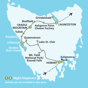 Itinerary map for AATKings 7 Day West Coast Escape