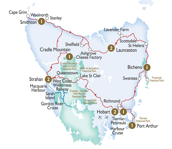 Scenic Tours 12 Day Grand Tasman itinerary
